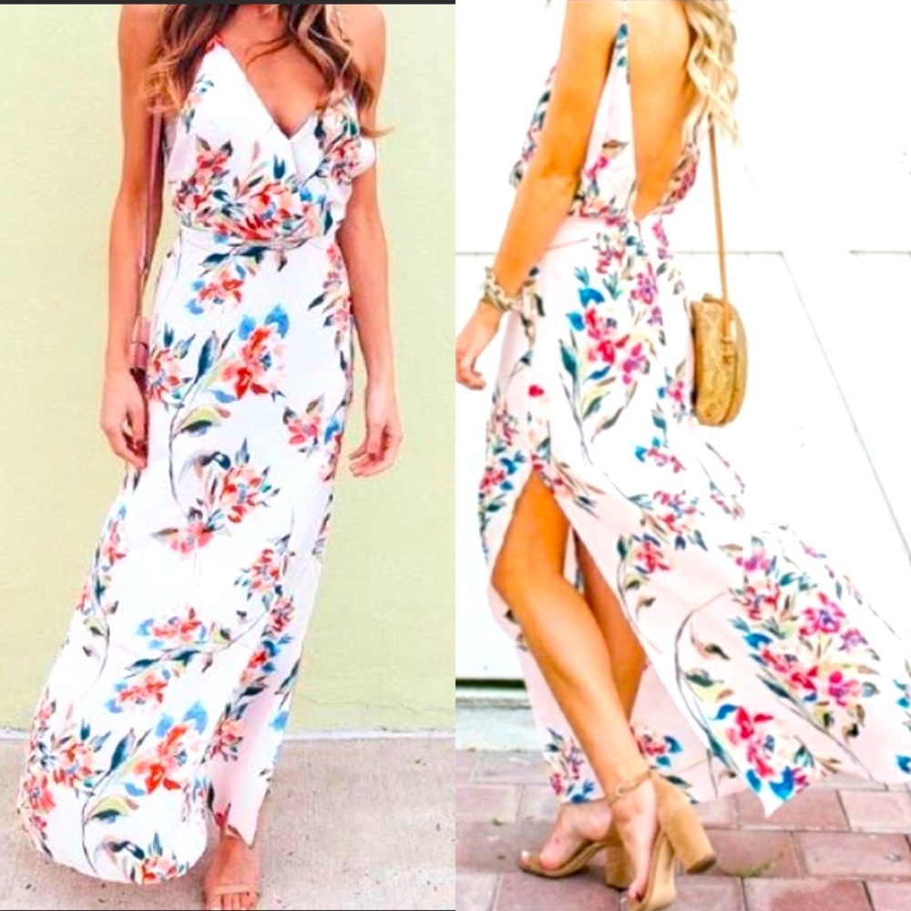 . New LUSH blush surplice floral dress size Large